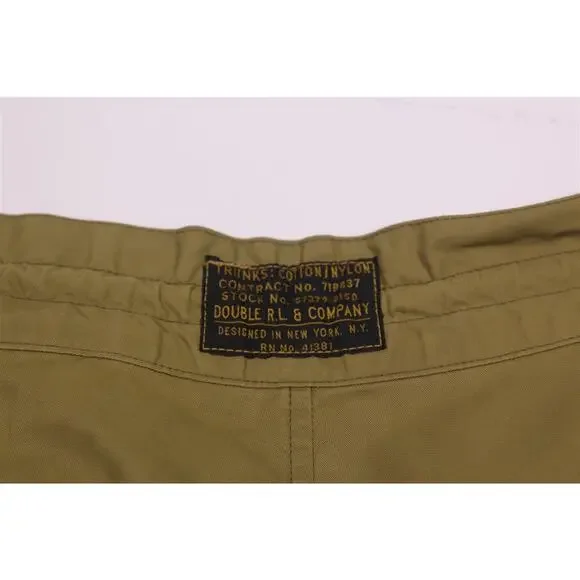 RRL Double RL Ralph Lauren Cotton-Nylon Military Green Herringbone Trunks 40 - Picture 8 of 9